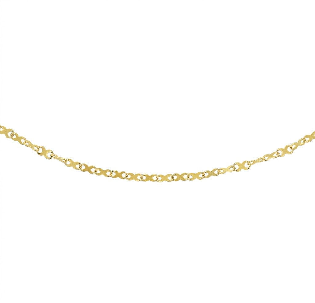 18 Inch Mini Infinity Link Necklace in 14K Yellow Gold with a Lobster Clasp