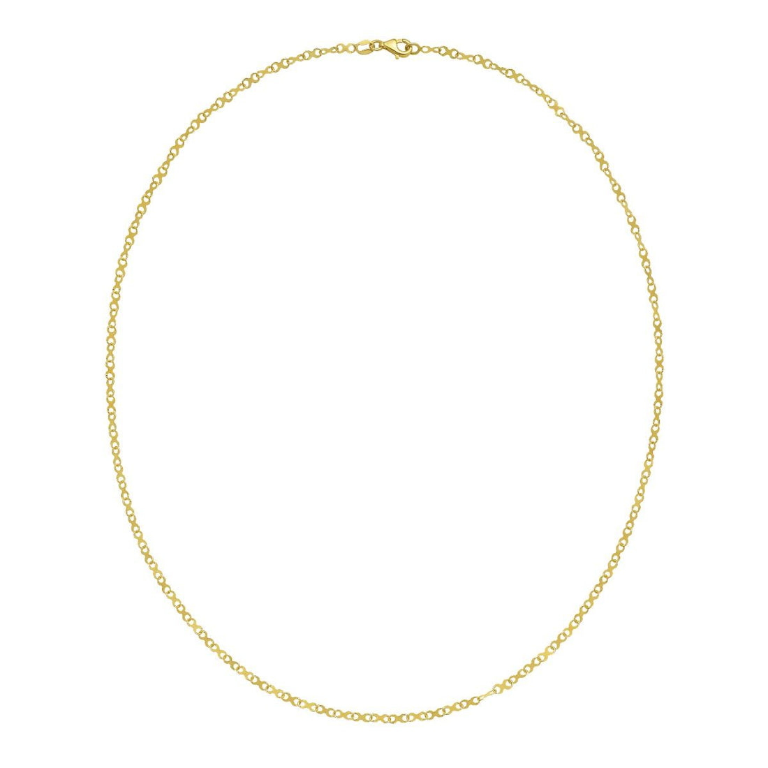 18 Inch Large Infinity Link Necklace in 14K Yellow Gold with a Lobster Clasp