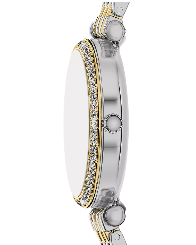 Carlie Mini Three-Hand Watch | Two-Tone Stainless Steel | Blue Dial | Crystal Bezel - Brownee Jewelers
