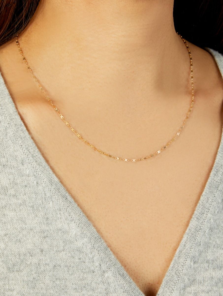 18 Inch Mini Infinity Link Necklace in 14K Yellow Gold with a Lobster Clasp