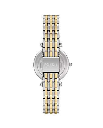 Carlie Mini Three-Hand Watch | Two-Tone Stainless Steel | Blue Dial | Crystal Bezel - Brownee Jewelers