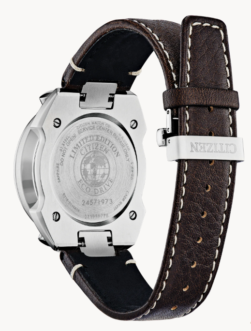 Citizen Promaster Tsuno Chrono Racer | Eco-Drive Watch | Stainless Steel | Parchment and Black Dial | Dark Brown Leather Strap | Chronograph | AV0079-01A - Brownee Jewelers