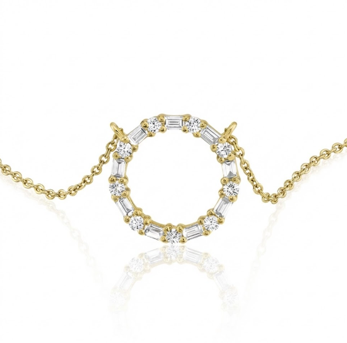 0.29 TOTAL CARAT WEIGHT DIAMOND BAGUETTE CIRCLE NECKLACE IN 14K YELLOW GOLD