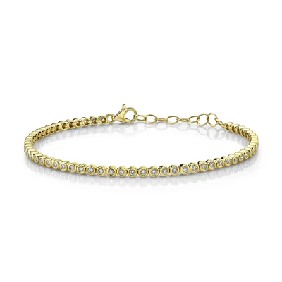 Bezel-Set Diamond Tennis Bracelet | 14K Yellow Gold | 0.55 ctw | Classic Tennis Bracelet - Brownee Jewelers