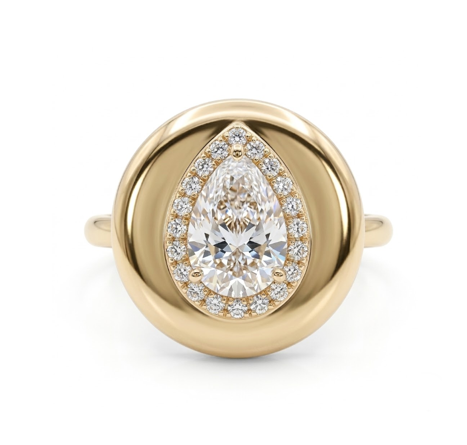 Pear Lab-Grown Diamond Halo Ring | 14K Yellow Gold | Diamond | Halo | Engagement Ring - Brownee Jewelers