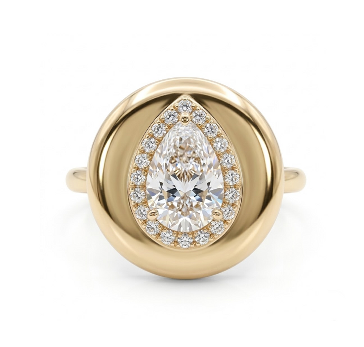 Pear Lab-Grown Diamond Halo Ring | 14K Yellow Gold | Diamond | Halo | Engagement Ring - Brownee Jewelers