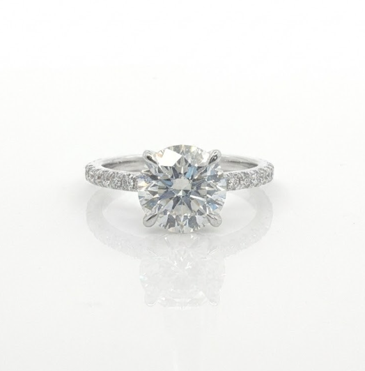 2.56 ctw Lab-Grown Diamond Engagement Ring | Round Brilliant | 14K White Gold | Hidden Halo Style - Brownee Jewelers