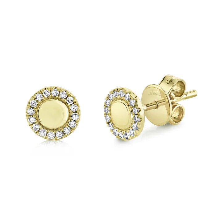 Diamond Circle Stud Earrings | 14K Yellow Gold | 0.10 ctw Round Diamonds - Brownee Jewelers