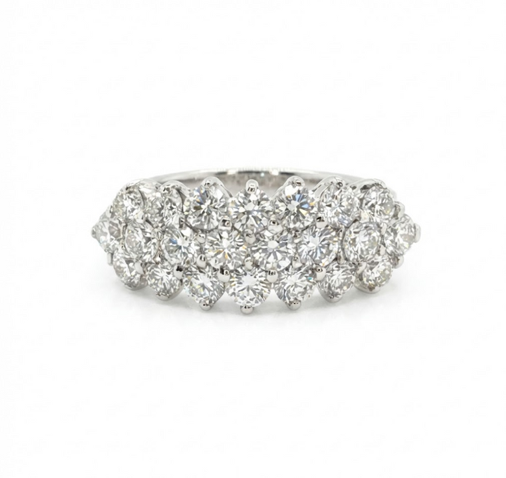 1.10 ctw Round Diamond Three-Row Band | 14K White Gold | Diamond Fashion Ring - Brownee Jewelers