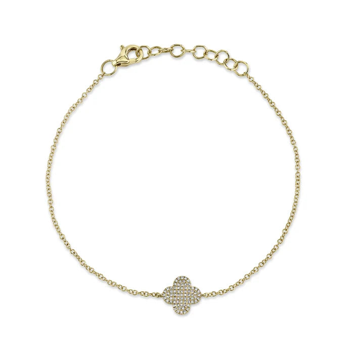 0.16 TOTAL CARAT WEIGHT DIAMOND PAVE CLOVER BRACELET IN 14K YELLOW GOLD