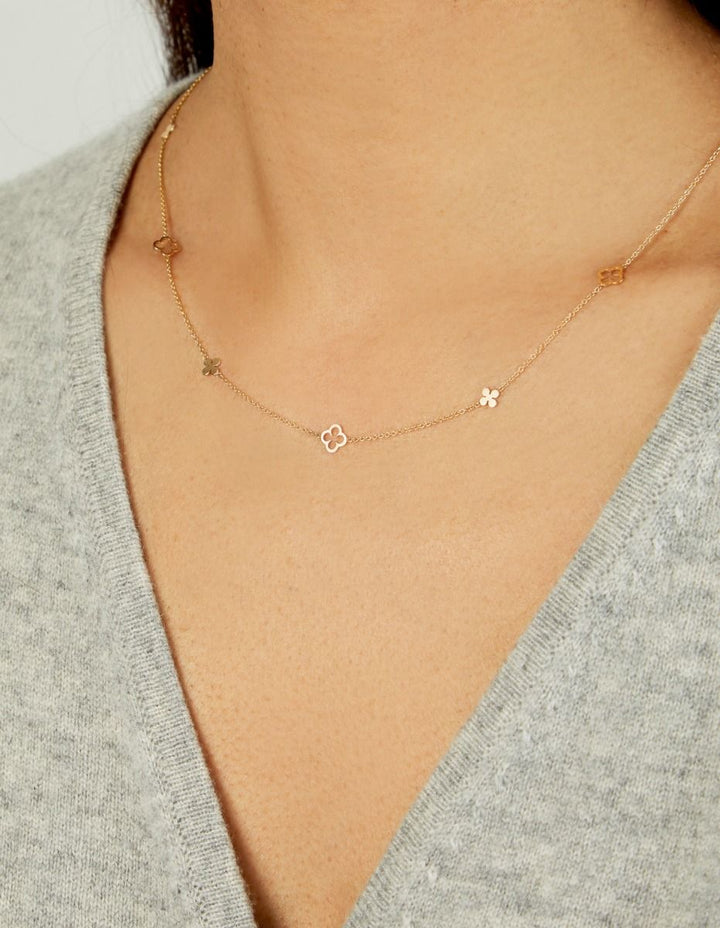 Alternating Clover Station Necklace | 14K Yellow Gold | 18 Inches | C20325-18 - Brownee Jewelers