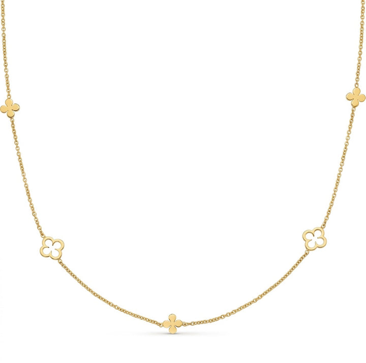 Alternating Clover Station Necklace | 14K Yellow Gold | 18 Inches | C20325-18 - Brownee Jewelers