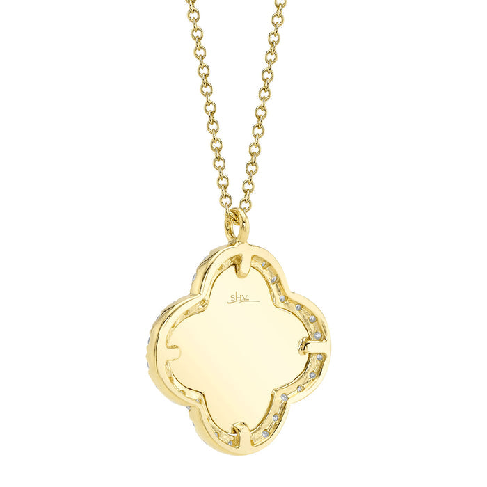 0.22CT DIAMOND BEZEL RIBBED CLOVER NECKLACE IN 14K YELLOW GOLD