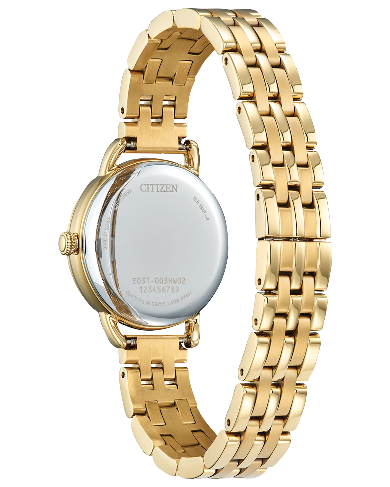 Classic Coin Edge | Citizen Eco-Drive Ladies Watch | Gold-Tone Stainless Steel | Silver Dial Roman Numerals - Brownee Jewelers