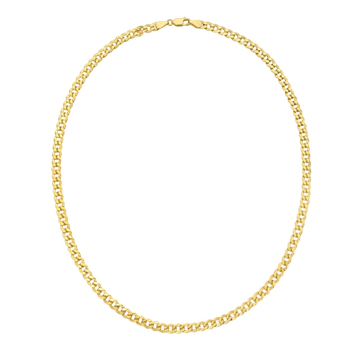 22 Inch Yellow Gold-Plated Sterling Silver Comfort Curb Chain Necklace