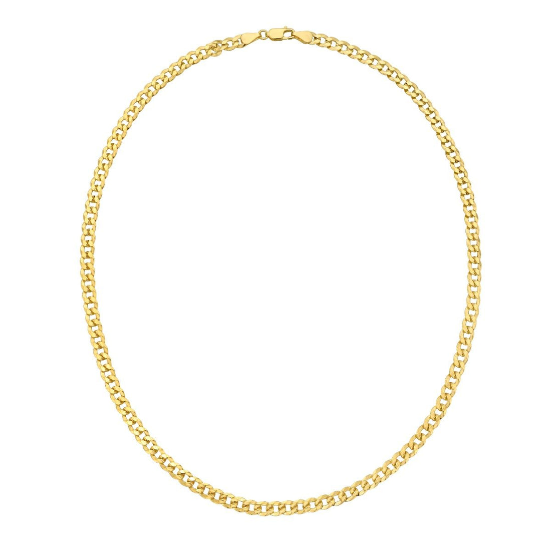 22 Inch Yellow Gold-Plated Sterling Silver Comfort Curb Chain Necklace