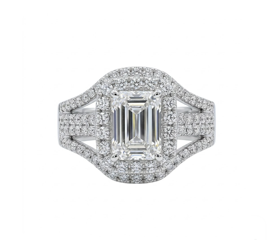 Lab-Grown Diamond Halo Engagement Ring | 18K White Gold | Diamond | Halo - Brownee Jewelers