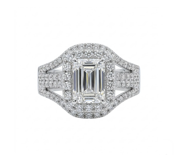 Lab-Grown Diamond Halo Engagement Ring | 18K White Gold | Diamond | Halo - Brownee Jewelers