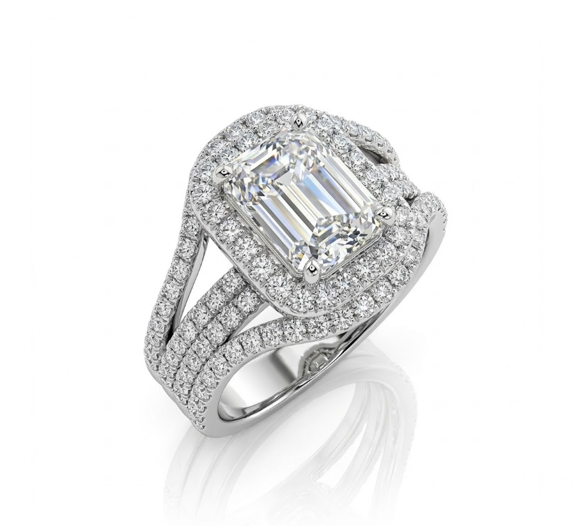 Lab-Grown Diamond Halo Engagement Ring | 18K White Gold | Diamond | Halo - Brownee Jewelers