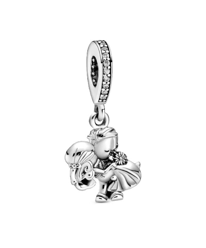 Pandora Couple Dangle Charm in Sterling Silver with Clear Cubic Zirconia