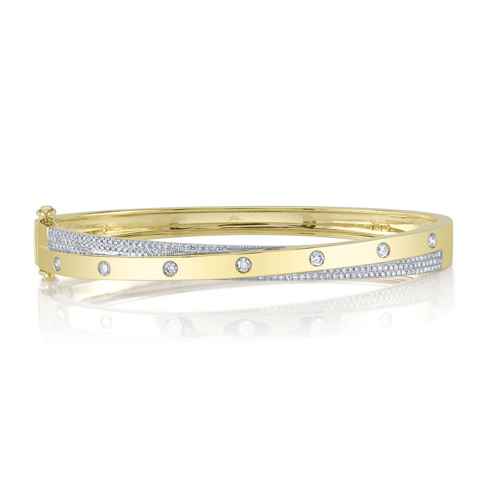  .57 TOTAL CARAT WEIGHT DIAMOND PAVE BANGLE IN 14K YELLOW GOLD