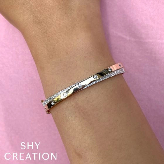  .57 TOTAL CARAT WEIGHT DIAMOND PAVE BANGLE IN 14K YELLOW GOLD