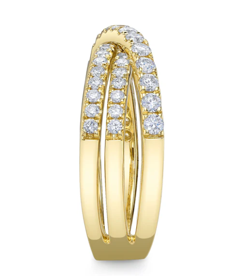 Diamond Criss Cross Ring | 14K Yellow Gold | 0.79 ctw Round Diamonds - Brownee Jewelers