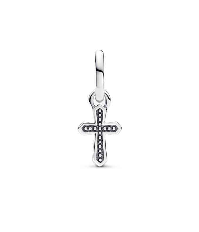 Pandora | Sparkling Mini Cross Dangle Charm in Sterling Silver with Cubic Zirconia Accents