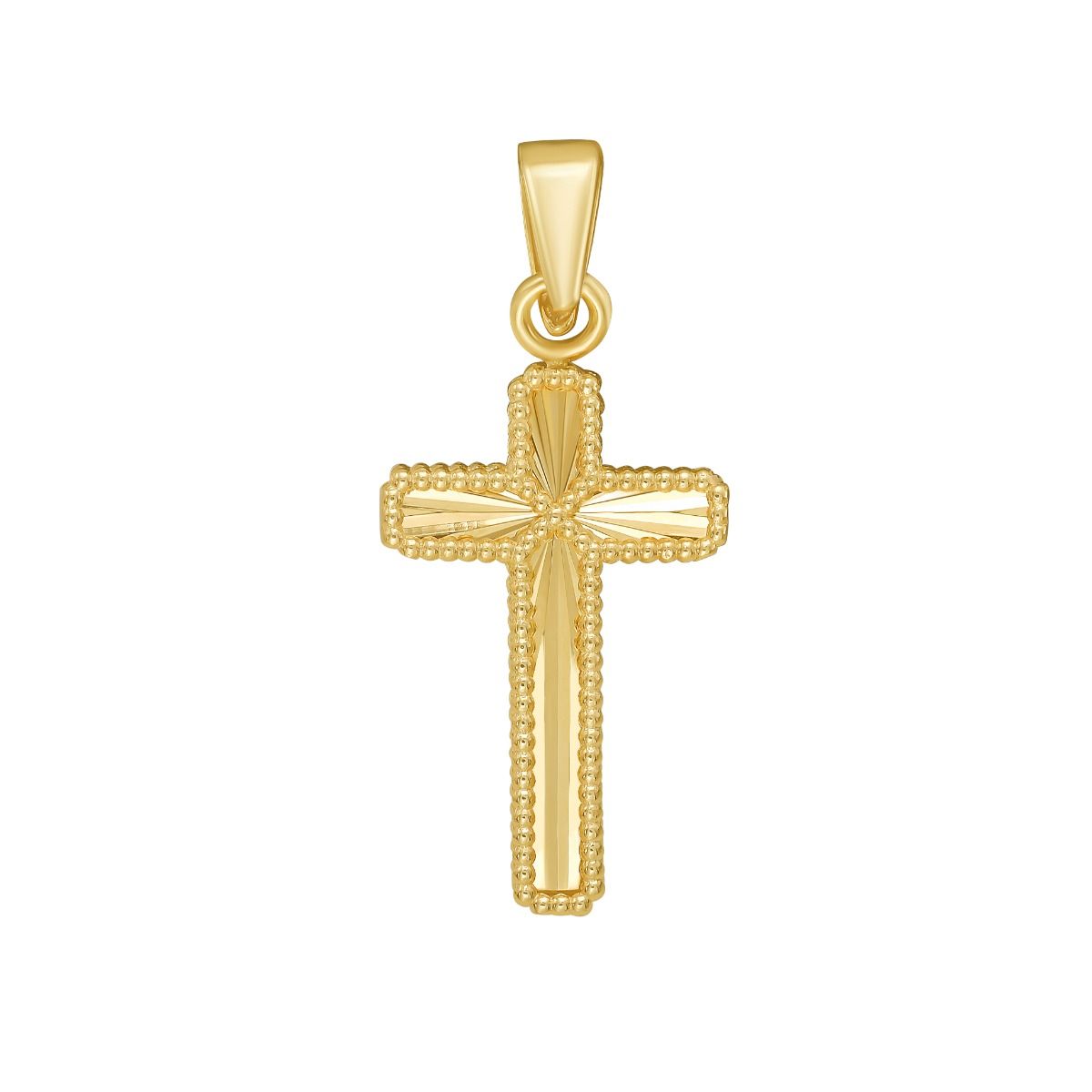 14K Two-Tone Gold Reversible Radiating Cross Pendant Charm