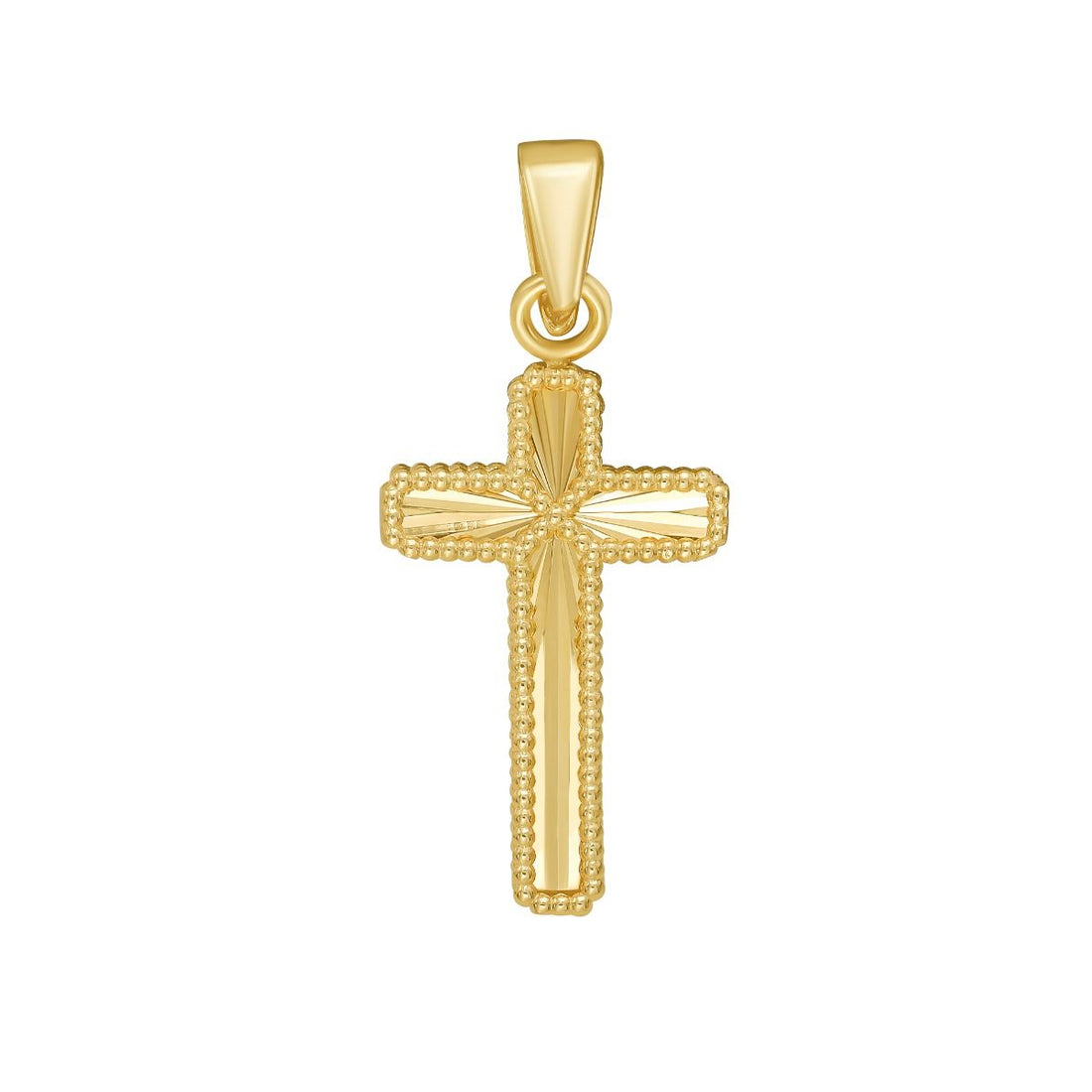 14K Two-Tone Gold Reversible Radiating Cross Pendant Charm