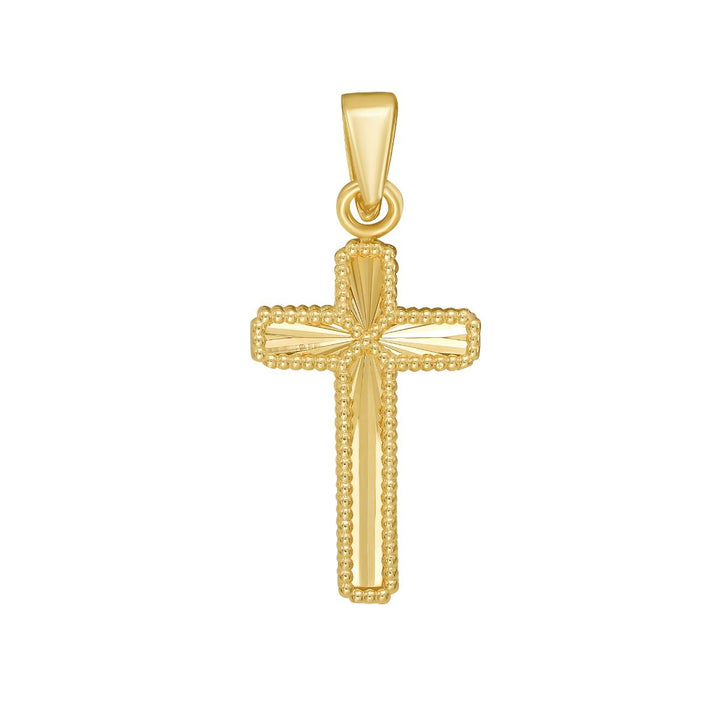Radiating Cross Pendant Charm | 14K Two-Tone Gold | Reversible | Religious Fashion | P10943 - Brownee Jewelers