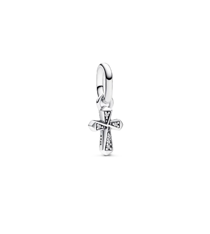 Pandora | Sparkling Mini Cross Dangle Charm in Sterling Silver with Cubic Zirconia Accents