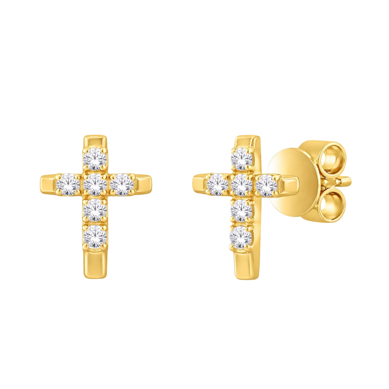 Round Lab-Grown Diamond Cross Stud Earrings
