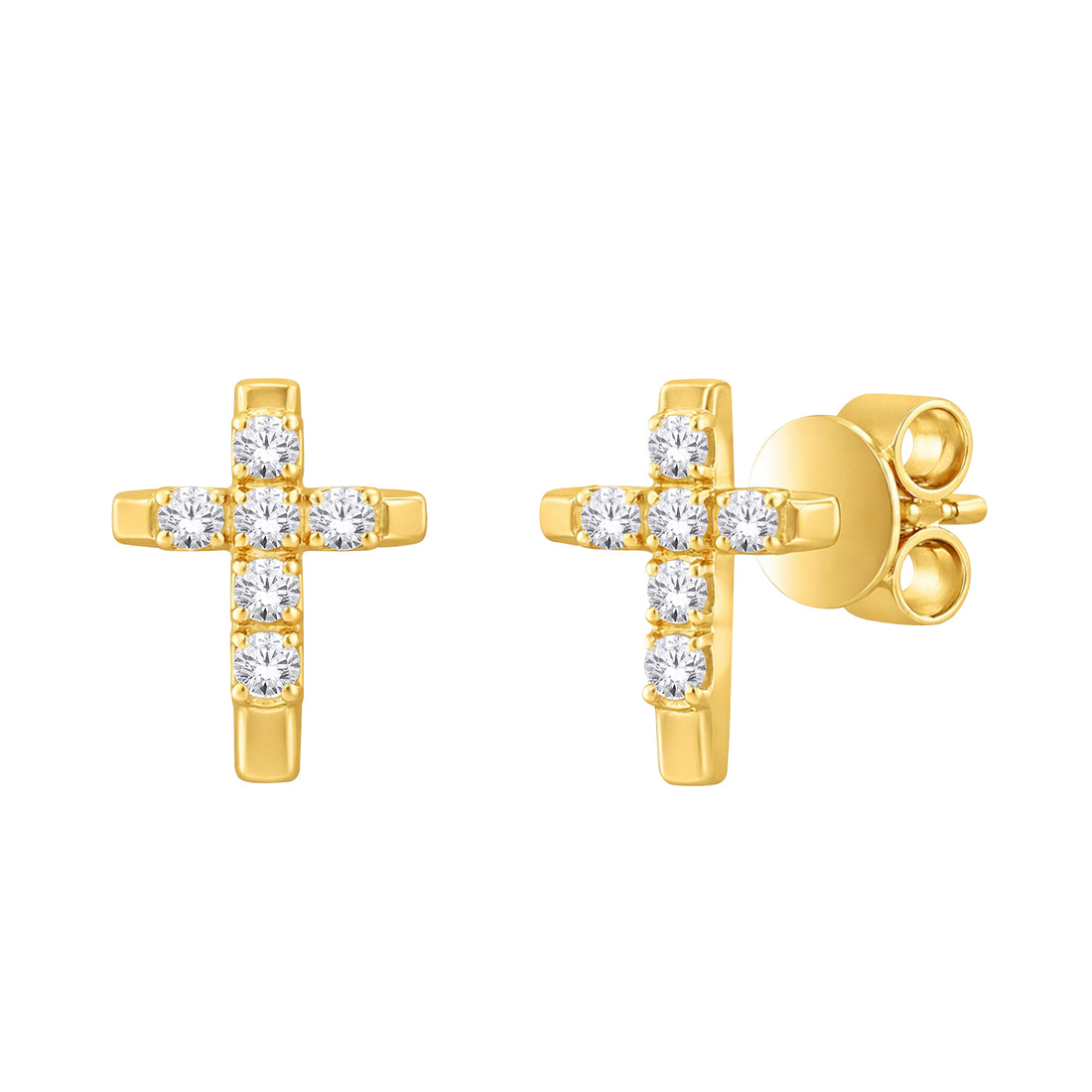 Round Lab-Grown Diamond Cross Stud Earrings