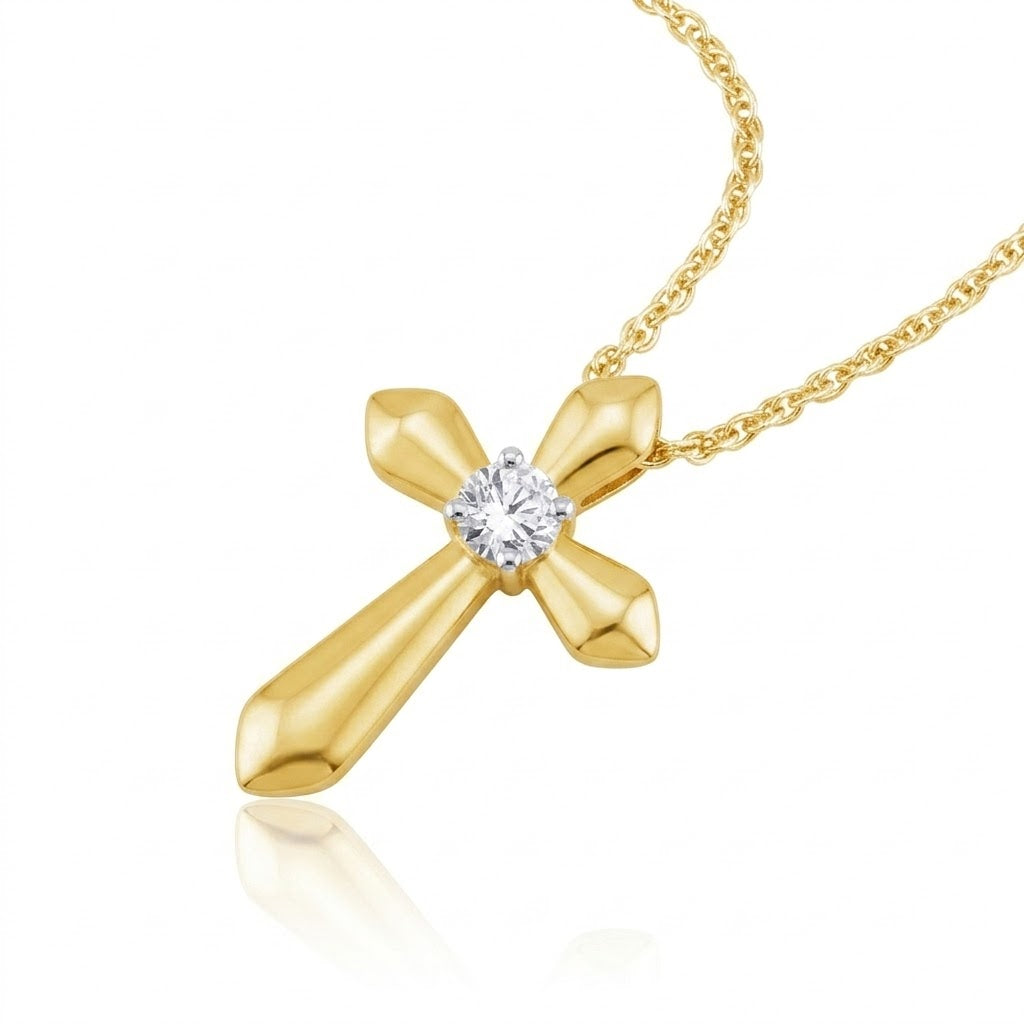 Round Lab-Grown Diamond Cross Pendant