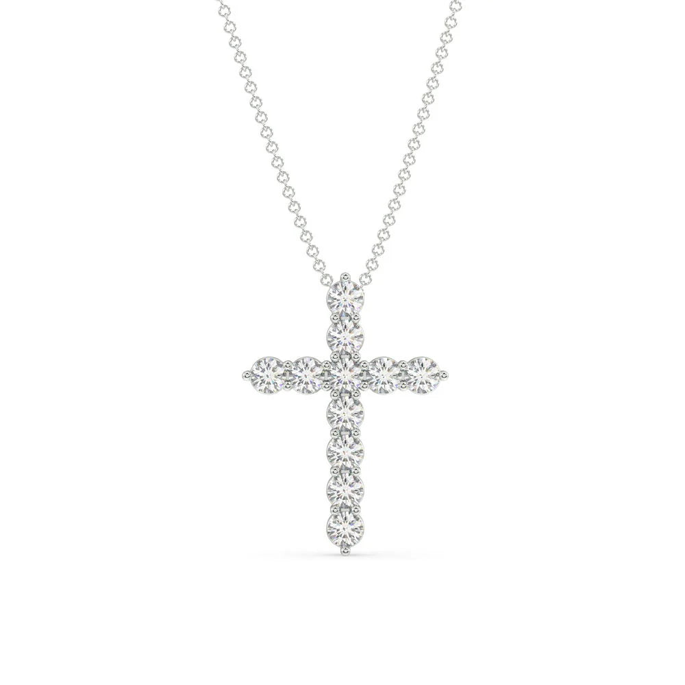 Lab-Grown Diamond Cross Pendant Necklace | Sterling Silver | Cross Necklace | 0.25 CTW Lab-Grown Diamonds | 18" Chain - Brownee Jewelers