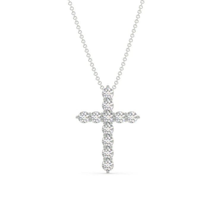 Lab-Grown Diamond Cross Pendant Necklace | Sterling Silver | Cross Necklace | 0.25 CTW Lab-Grown Diamonds | 18" Chain - Brownee Jewelers