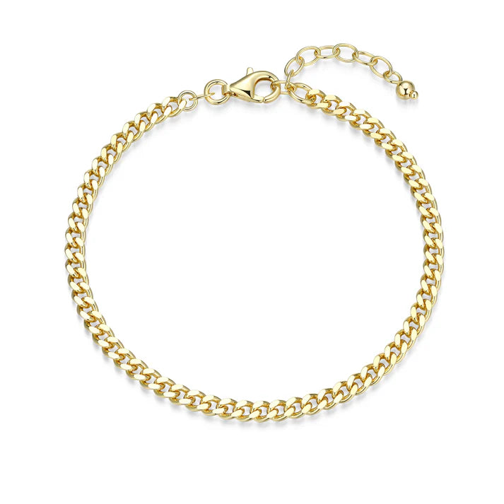 Gold-Plated Stainless Steel Gold-Plated Cowboy Flat Curb Chain Bracelet