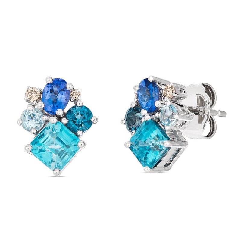 Le Vian® 14K Vanilla Gold® Multi-Gem Earrings with Blueberry Zircon™, Blueberry Tanzanite®, Deep Sea Blue Topaz™, Ocean Blue Topaz™ & Nude Diamonds™ Dive into vibrant color with these striking Le Vian® earrings, crafted in luminous 14K Vanilla Gold®
