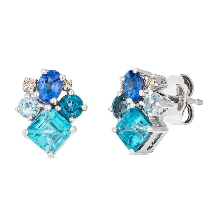 Le Vian® 14K Vanilla Gold® Multi-Gem Earrings with Blueberry Zircon™, Blueberry Tanzanite®, Deep Sea Blue Topaz™, Ocean Blue Topaz™ & Nude Diamonds™ Dive into vibrant color with these striking Le Vian® earrings, crafted in luminous 14K Vanilla Gold®