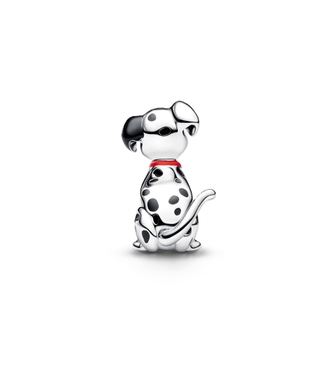 Pandora x Disney 101 Dalmatians Patch Charm in Sterling Silver with Black and Red Enamel and a Moveable Tail