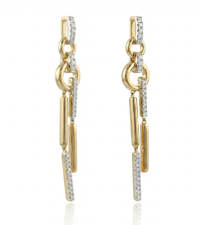 0.50 ctw Diamond Pavé Circle Dangle Earrings | 14K Yellow Gold | Diamond | Pavé - Brownee Jewelers