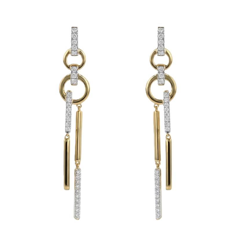0.50 ctw Diamond Pavé Circle Dangle Earrings | 14K Yellow Gold | Diamond | Pavé - Brownee Jewelers