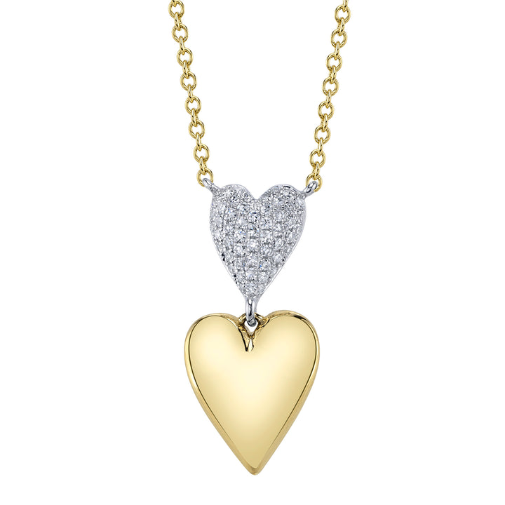 SHY CREATION | .11CT DIAMOND PAVE HEART NECKLACE | 14K TWO-TONE GOLD | SC55027573 - Brownee Jewelers
