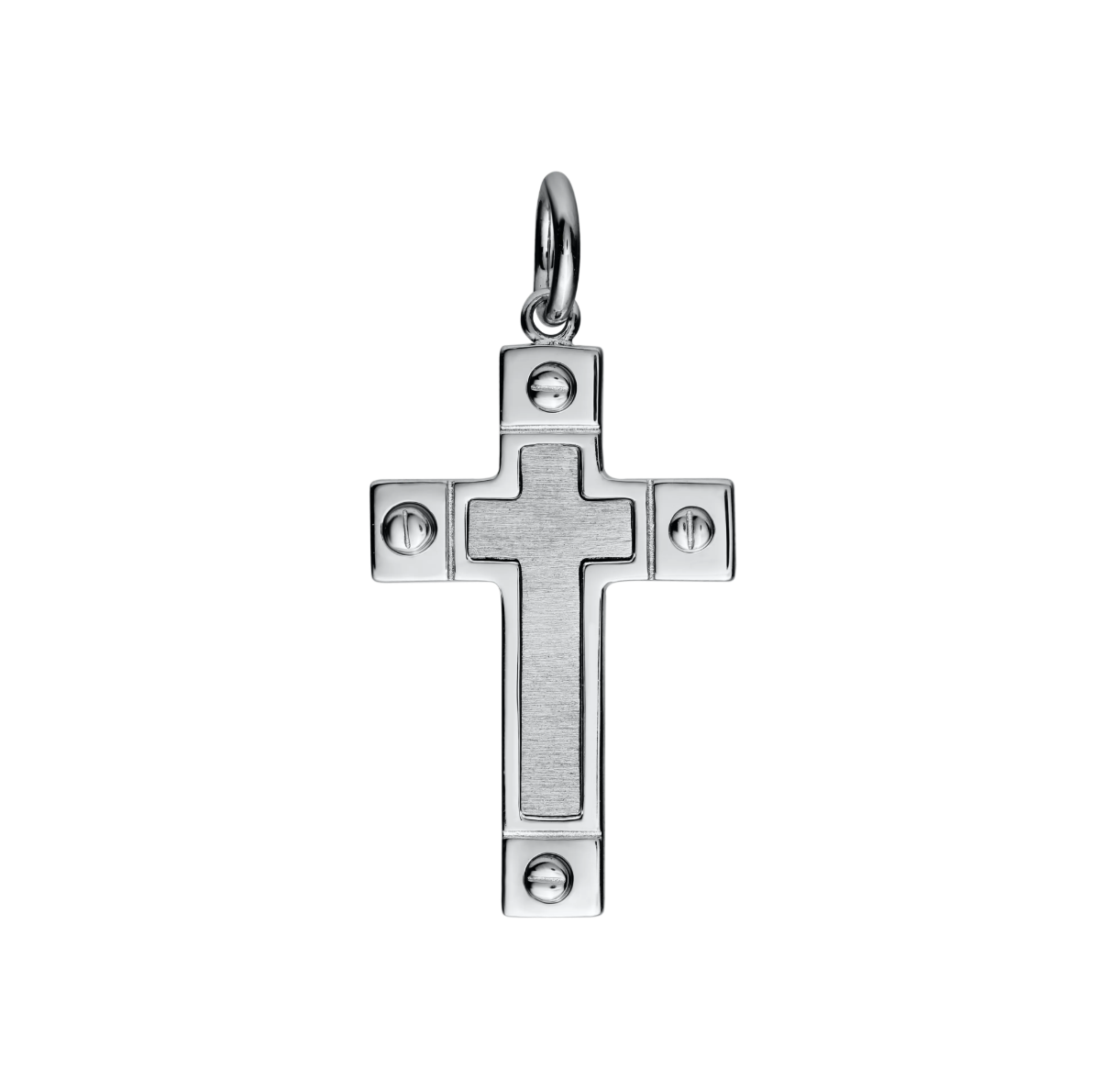 Sterling Silver Cross Pendant With Rivet Detail