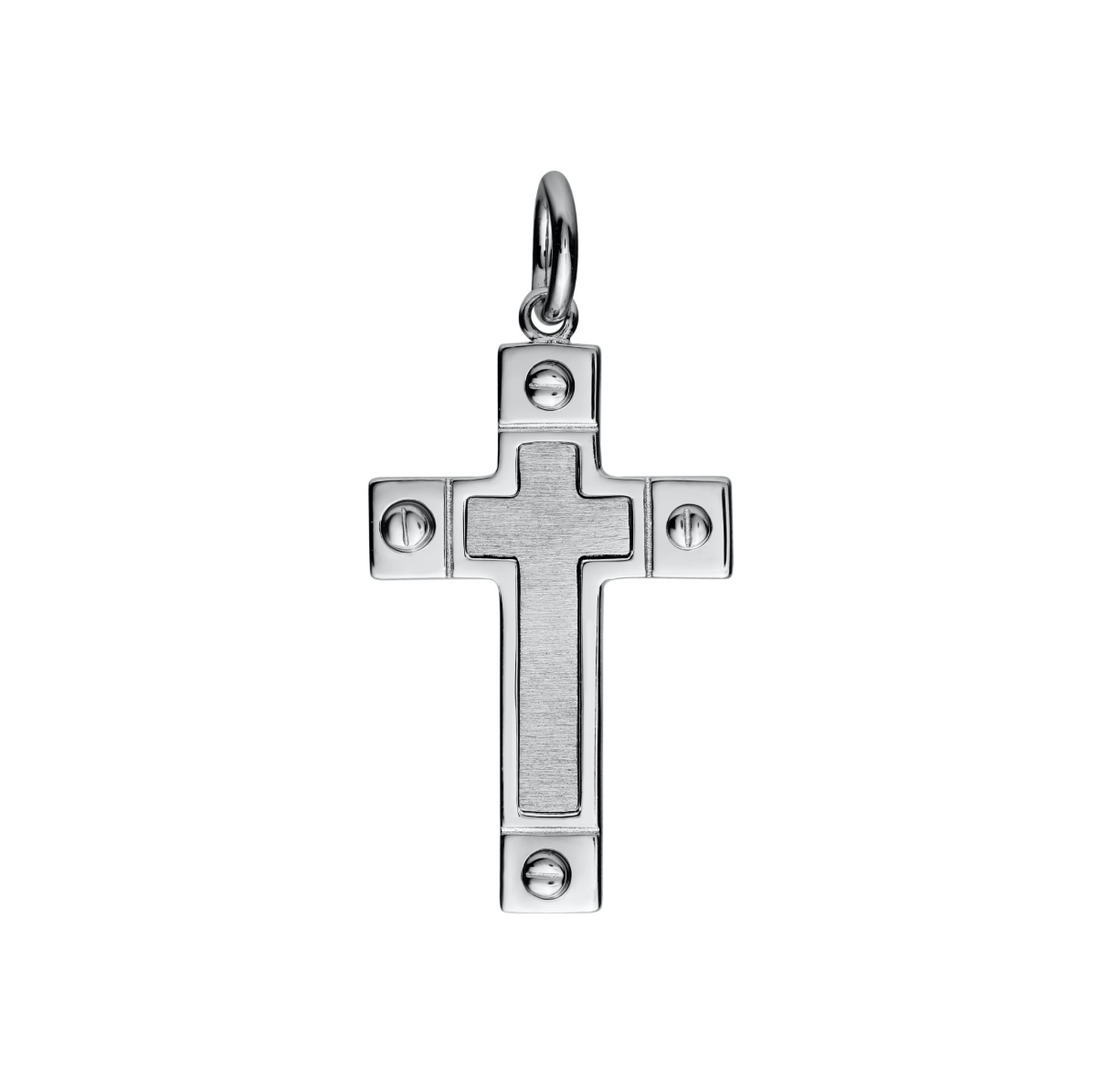 Sterling Silver Cross Pendant With Rivet Detail