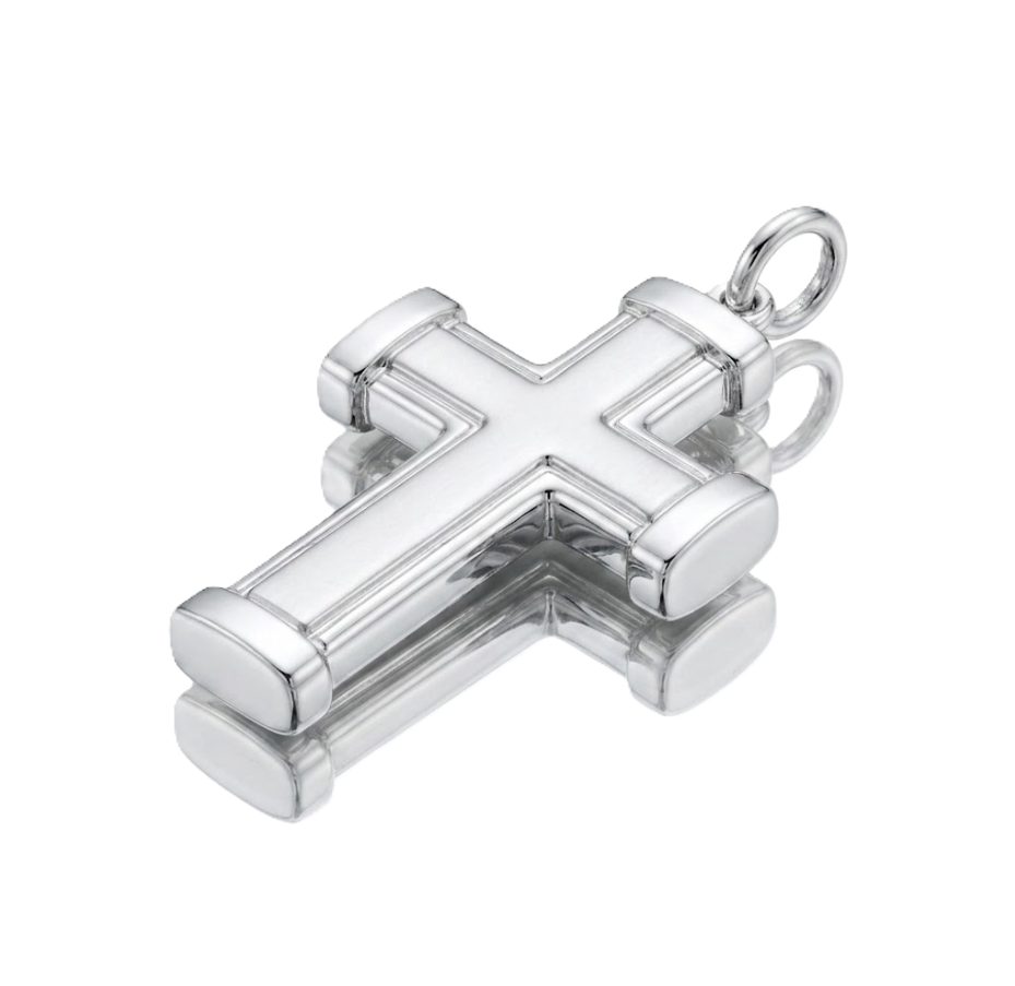 Cross Pendant | Sterling Silver | Satin & Polished Finish | Religious Pendant | Classic Cross Design - Brownee Jewelers