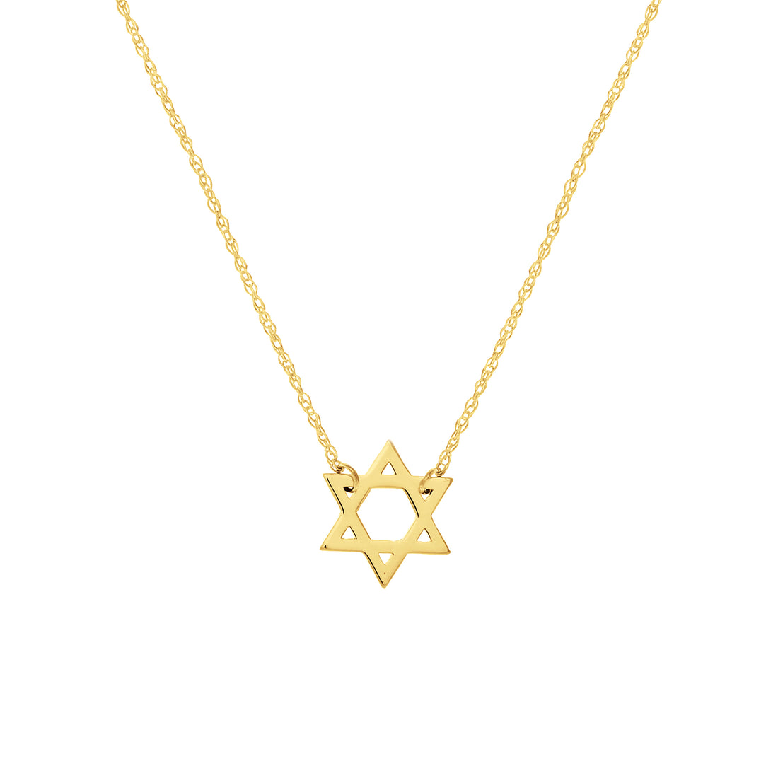 14K Yellow Gold Star of David Adjustable Necklace 18"