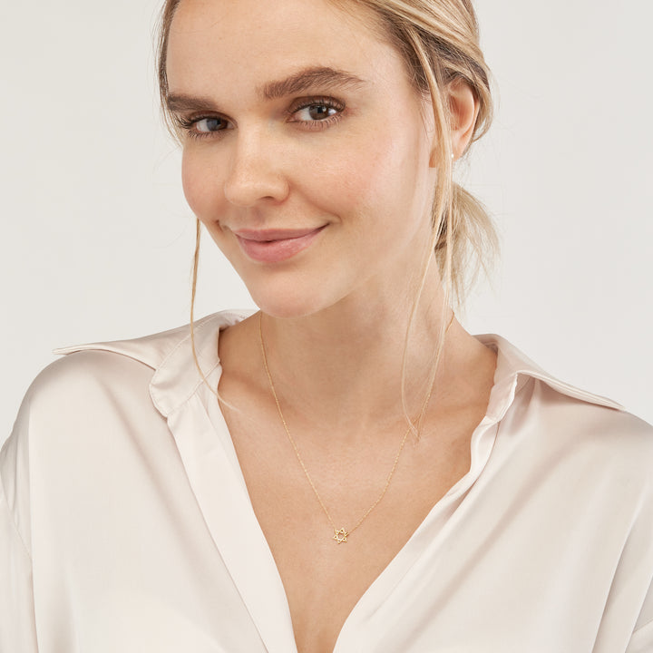 Star of David Necklace | 14K Yellow Gold | Adjustable Necklace | 18 Inches - Brownee Jewelers