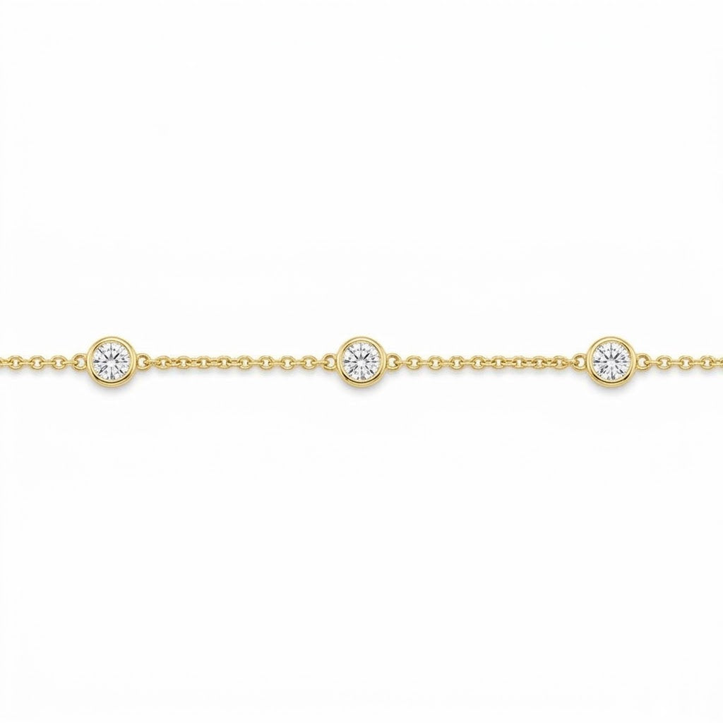 2 TOTAL CARAT WEIGHT 8 ROUND BEZEL LAB DIAMOND BY THE YARD NECKLACE IN 14K YELLOW GOLD